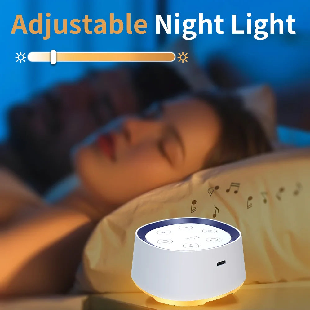 Máquina Portátil de Ruido Blanco para Bebés/Niños, 24 Sonidos Relajantes, Luz Nocturna, Temporizador, Recargable, Ayuda para Dormir Bebés y Calmante Infantil