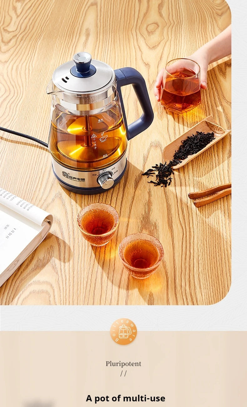 Tetera Rongsheng, pequeña tetera negra Pu erh, olla de salud de vidrio de vapor automática, tetera aislada, tetera eléctrica, tetera hirviendo