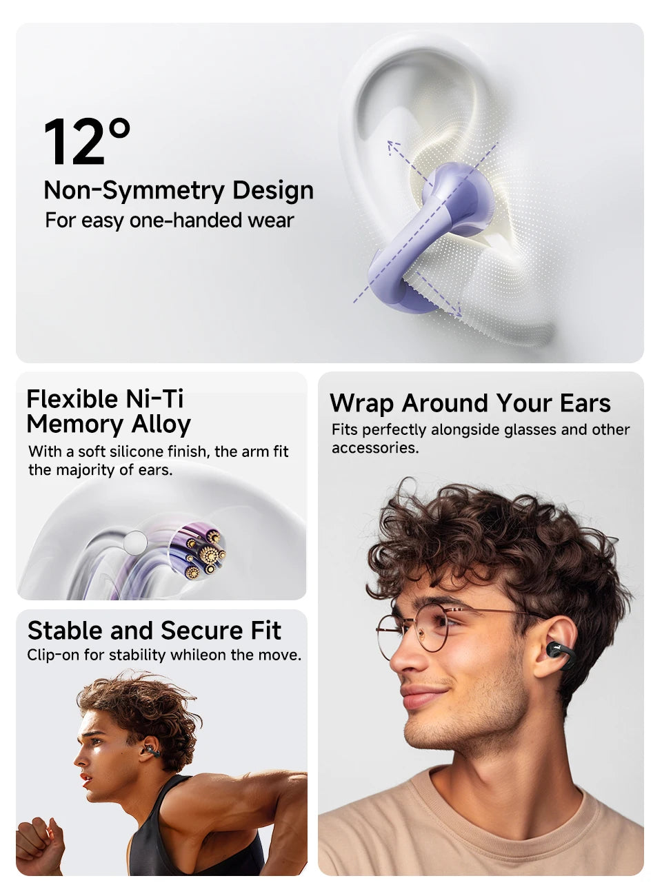 QCY Crossky C30 auriculares con Clip para la oreja Bluetooth 5,4 inalámbricos de oído abierto deportes TWS auriculares de doble conexión