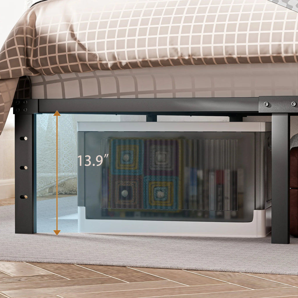 Bases de Cama con Plataforma, Soporte Lateral de Listones, Cabecero Acolchado, Estructura Metálica para Camas, Muebles para el Hogar Bedsleep