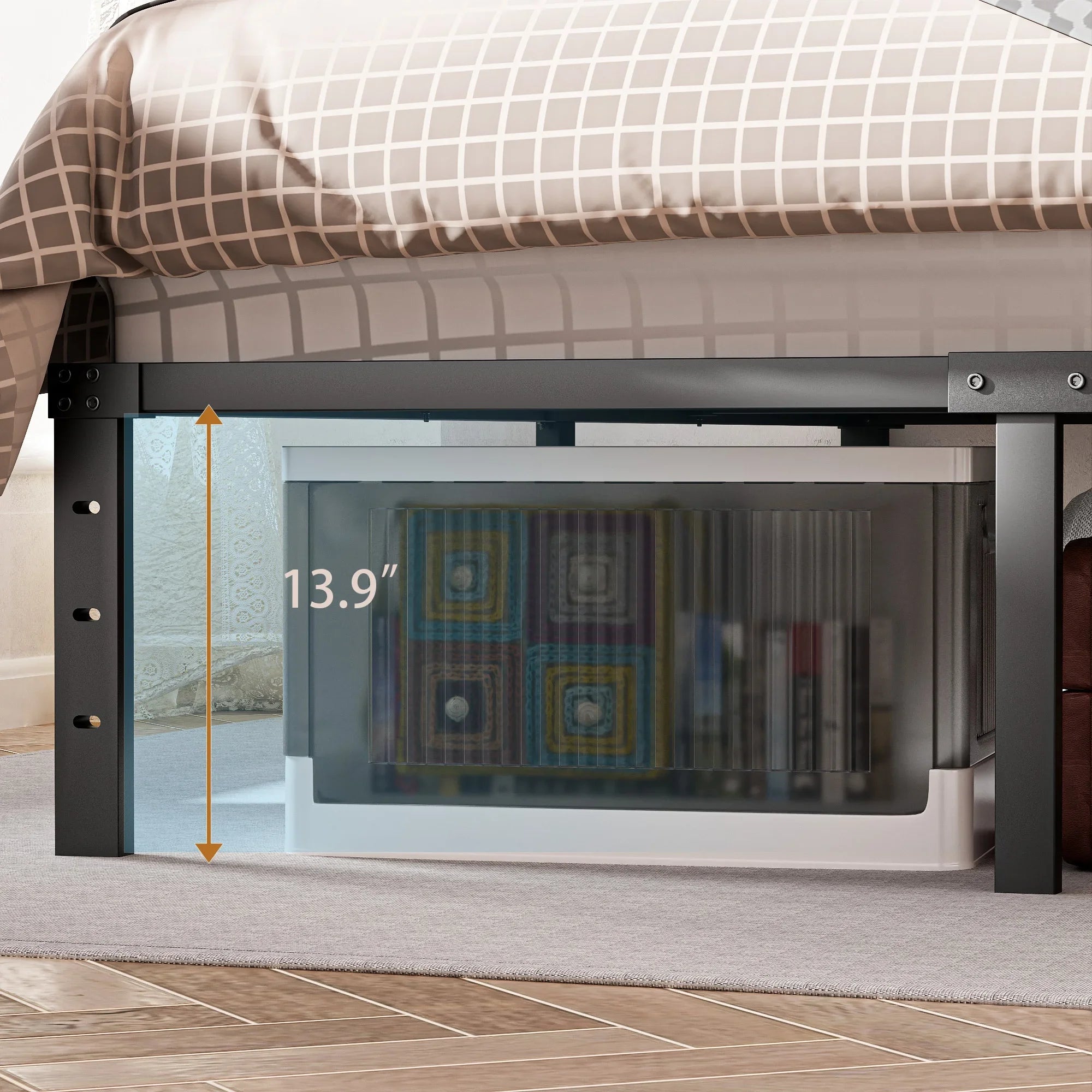 Bases de Cama con Plataforma, Soporte Lateral de Listones, Cabecero Acolchado, Estructura Metálica para Camas, Muebles para el Hogar Bedsleep
