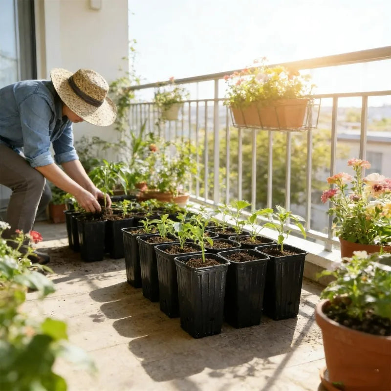 Macetas Altas y Profundas para Árboles, Contenedores para Plantas y Flores, Macetas de Inicio con Orificios de Drenaje, Vasos para Semilleros de Jardín y Exteriores
