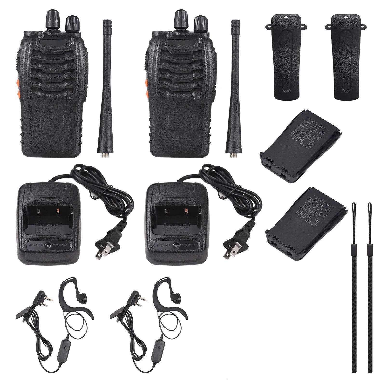 Walkie Talkies de BF-888s, 2 paquetes, Radios bidireccionales de largo alcance recargables a prueba de agua con auriculares, transceptor portátil de mano