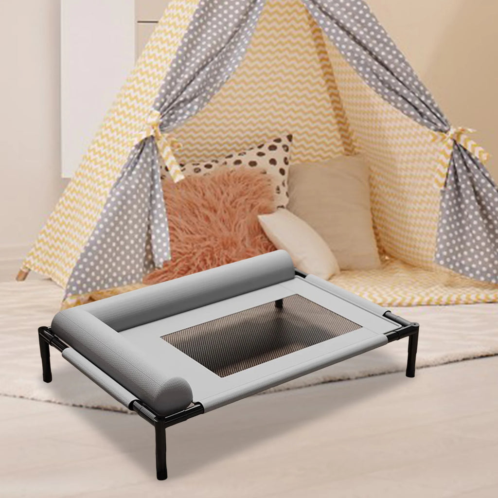 Muebles para mascotas, cama elevada de malla, transpirable con almohada, cama elevada para perros y gatos, extraíble, exterior, Camping, tren para tomar el sol, hogar, césped