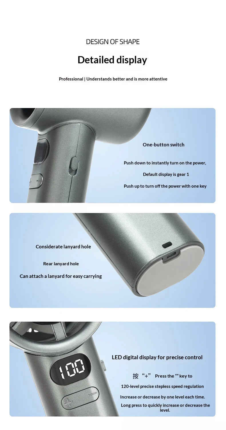 Ventilador de Mano Portátil HOMEFISH, Recargable por USB, sin Aspas, de Alta Velocidad, para Uso Personal