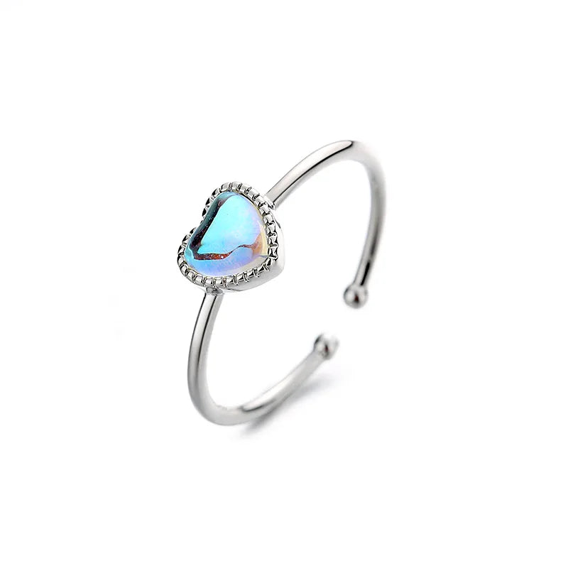 Anillo de Ópalo de Plata de Ley 925 para Mujer, Ajustable, para el Dedo Índice, Diseño Simple y Elegante, Joyería de Alta Gama, Regalo