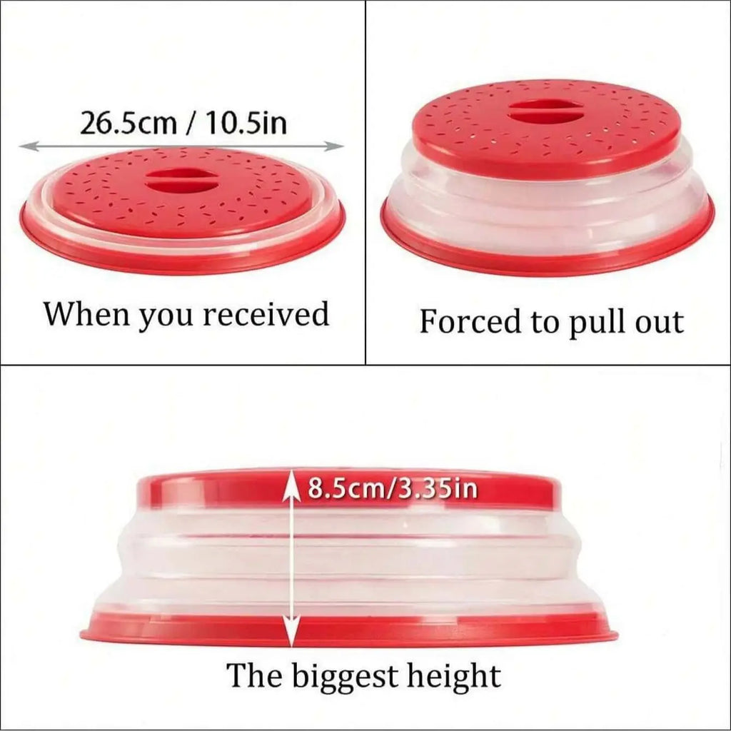 Protector Antisalpicaduras Plegable para Microondas, Apto para Lavavajillas, con Asa de Fácil Agarre, Filtro Ventilado para Alimentos, Herramienta de Cocina para Preparación de Comidas