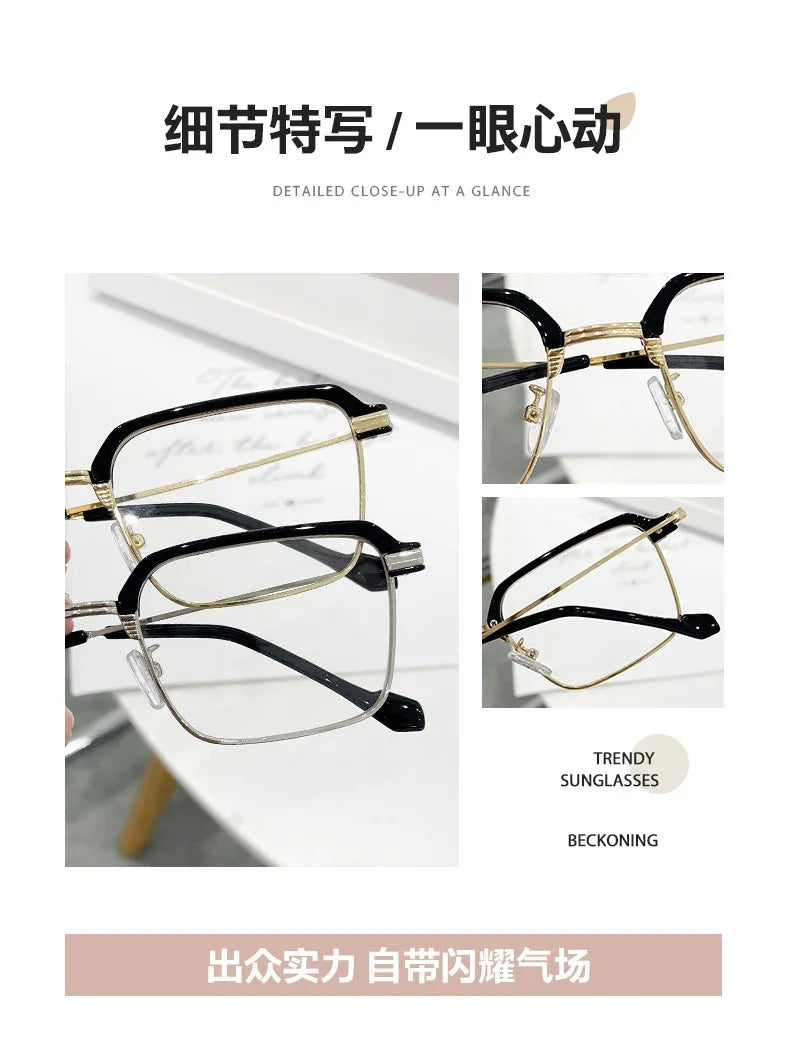 Gafas de lectura cuadradas a la moda para hombres y mujeres, gafas para presbicia con marco de Metal antiluz azul, gafas antifatiga para ordenador de 0 a + 4,0