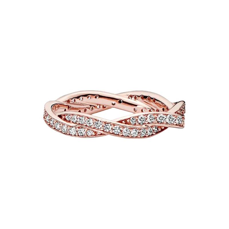 Anillo de Plata 925 con Corona y Corazón de Circonio Dorado para Mujer, Joyería Europea de Moda para Bodas y Fiestas, Regalo DIY