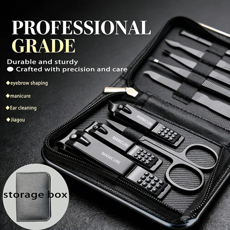 Kit de 9 Piezas para el Cuidado de las Uñas, Portátil, con Cortaúñas, Corta Cutículas, Tijeras para Uñas de los Pies, Lima para Uñas, Pinzas, Ideal para Viajes y el Hogar