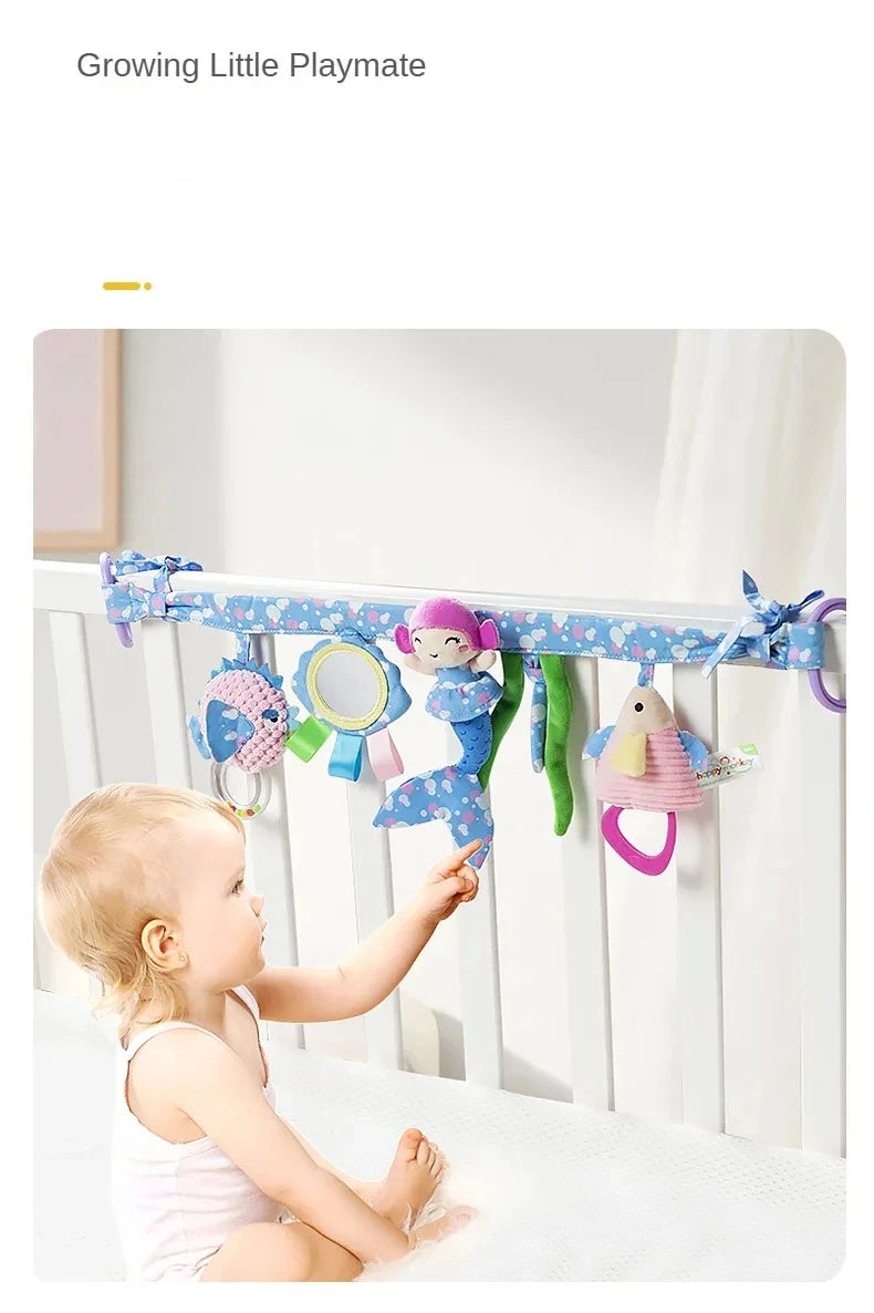 Sonajero de peluche sensorial para bebé, cochecito de juguete, juguetes colgantes móviles musicales, sonajeros móviles para bebés, juegos para recién nacidos de 0 a 6 y 12 meses