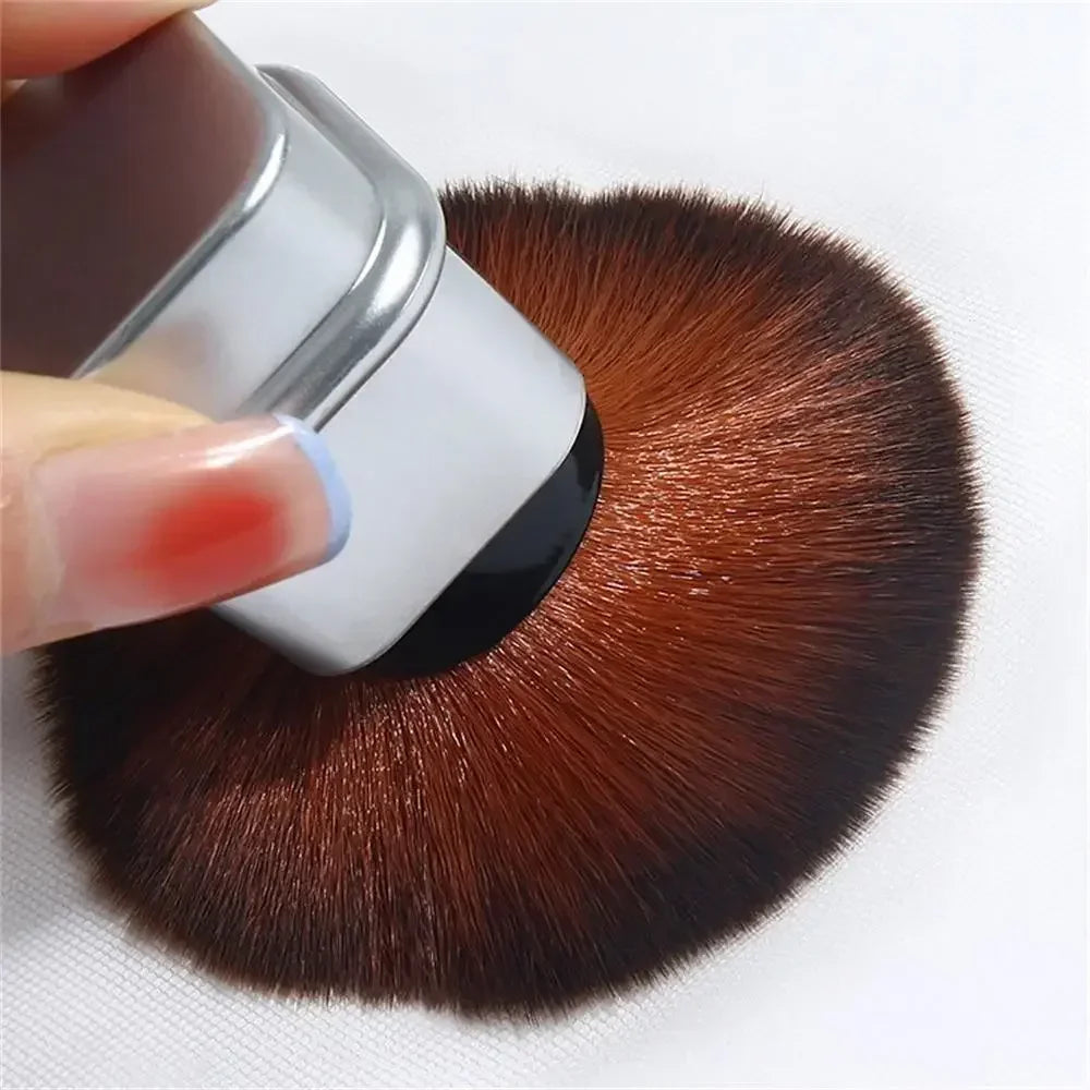 Brocha cuadrada retráctil para colorete, polvo suelto y cepillo de ajuste con cubierta, herramienta de maquillaje multifuncional portátil
