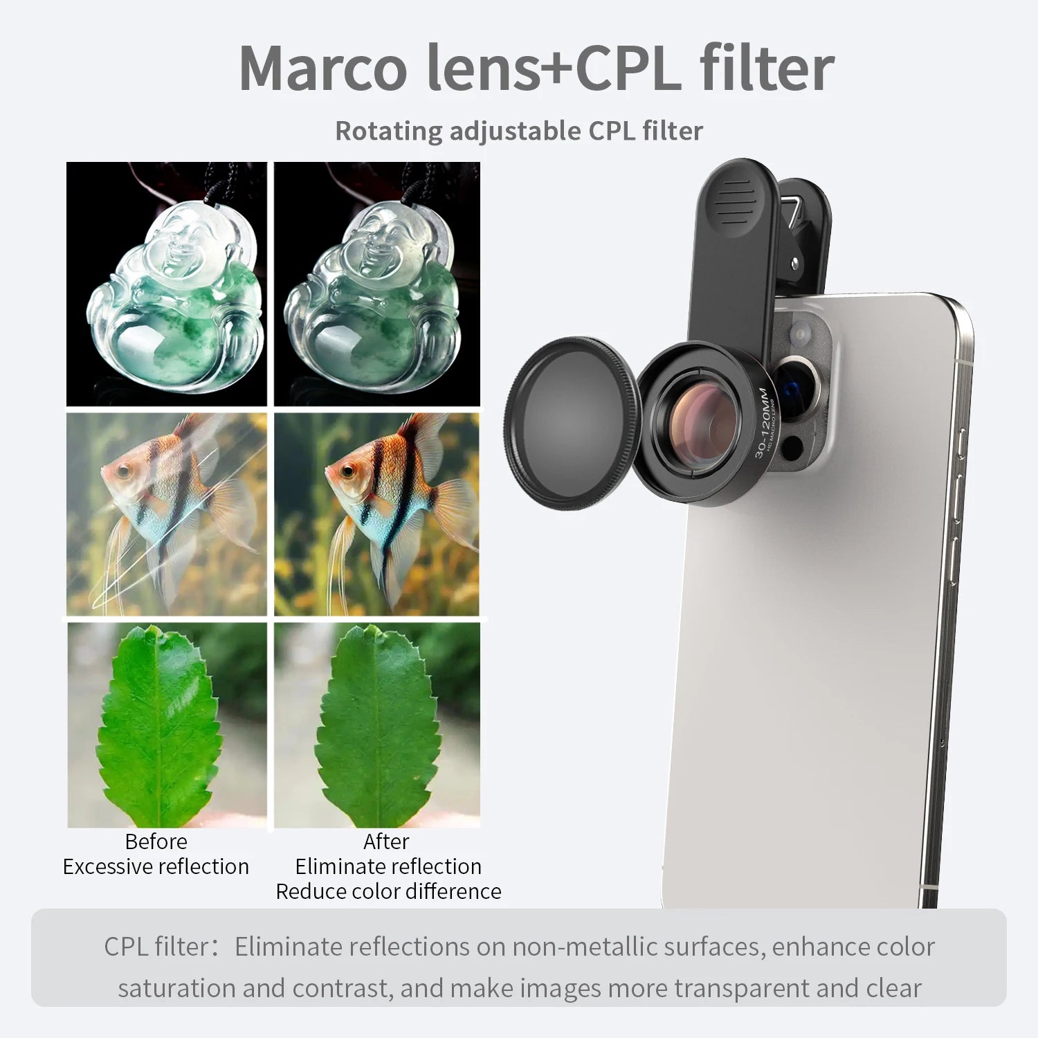 Nueva lente Macro mejorada 4K HD 30-120mm lente de teléfono Ultra cámara filtros CPL Star para iPhone xs Max Samsung s10 todos los teléfonos inteligentes