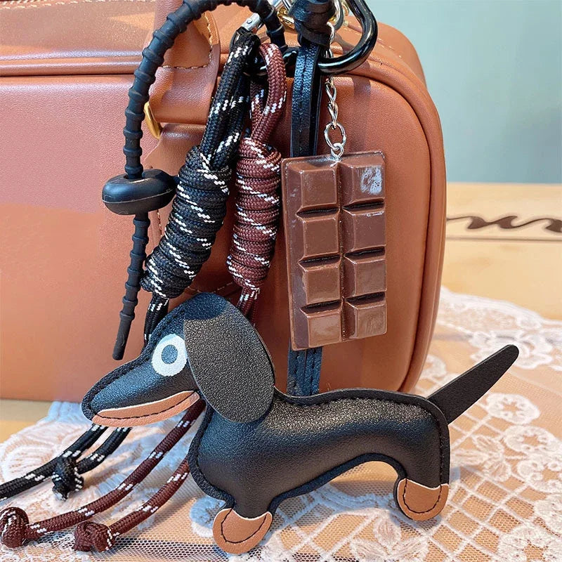 Colgante de bolso de cuerda trenzada para bolsos de mujer, llavero de alta calidad, colgante estilo perro salchicha, accesorios adecuados para bolso