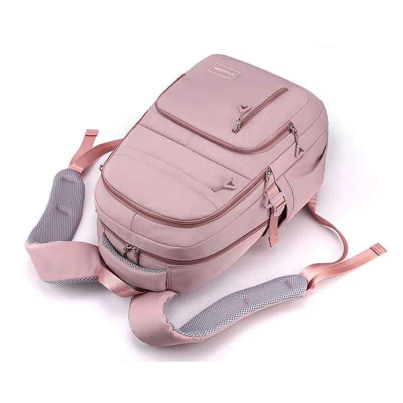 Mochila escolar de nailon con colgante para niñas, de viaje con múltiples bolsillos morral, impermeable, informal, estilo Simple