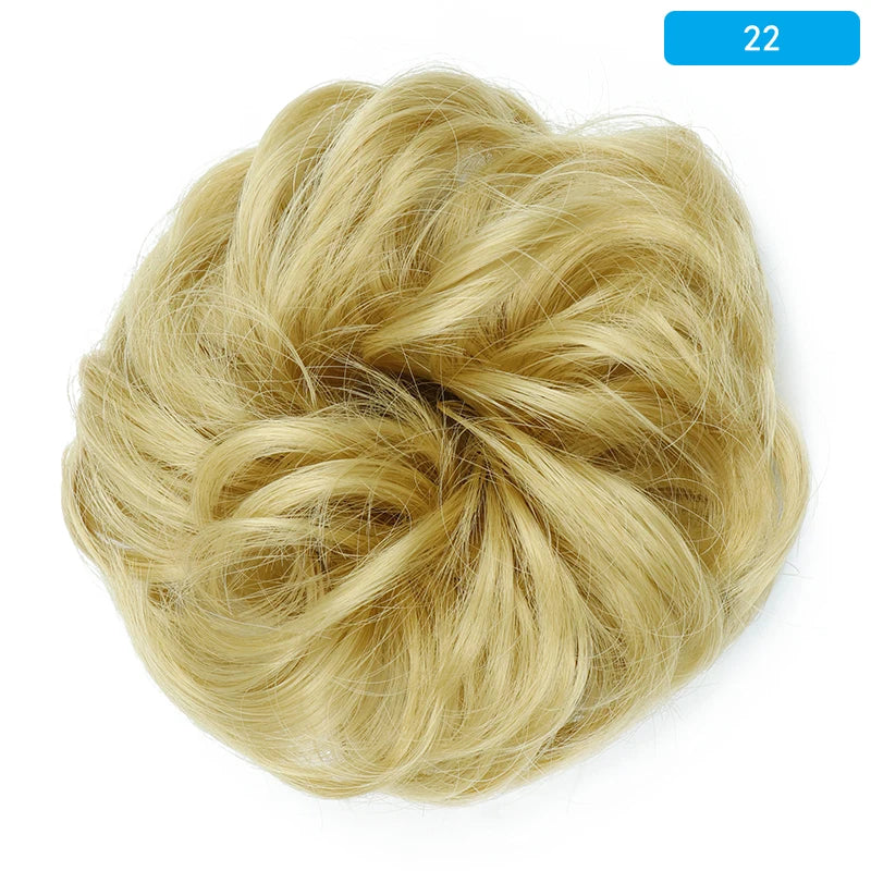 AZQUEEN-extensión de cabello de moño desordenado, banda elástica sintética, moño ondulado rizado, Scrunchies Donut Updo, postizo para mujer