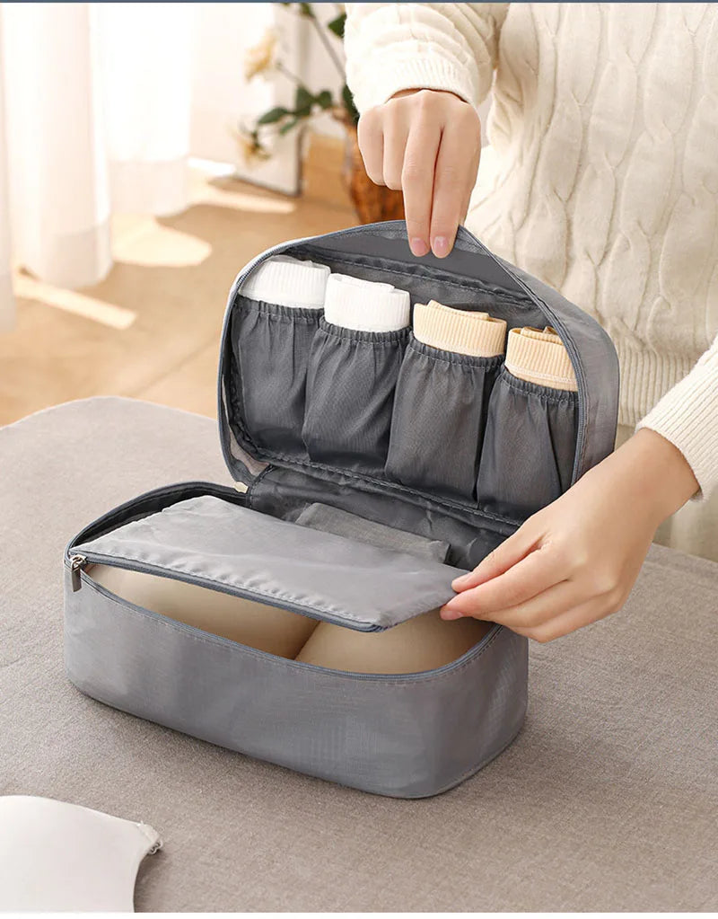 SNUGUG Bolsa de almacenamiento de ropa interior portátil, organizador ligero a prueba de polvo, contenedor de viaje multifuncional, bolsa de almacenamiento de sujetador
