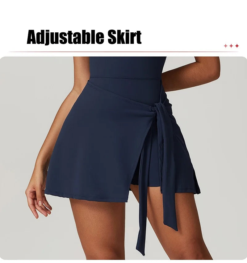 Cloud Hide-faldas de tenis SEXY, vestido deportivo, Golf, gimnasio, Yoga, mujer, chica, entrenamiento para correr, falda larga, Fitness, vestido de una pieza