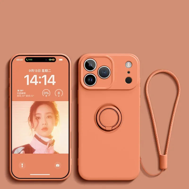 Funda Magnética con Anillo de Silicona Líquida para iPhone 17 Air 16E 15 14 13 12 11 Pro Max Plus, Antigolpes, Protectora y Suave