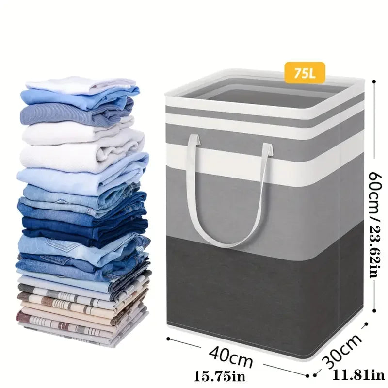 Cesto para la colada impermeable extra grande con asa extendida: organizador plegable y independiente de ropa y juguetes, cesto para la colada