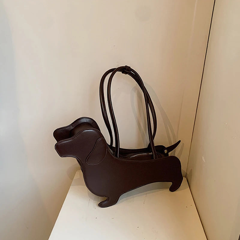 Bolso de hombro tridimensional de perro salchicha, bolso Retro de cuero PU con diseño de bolso para axila para mujer, bolso de viaje de tendencia