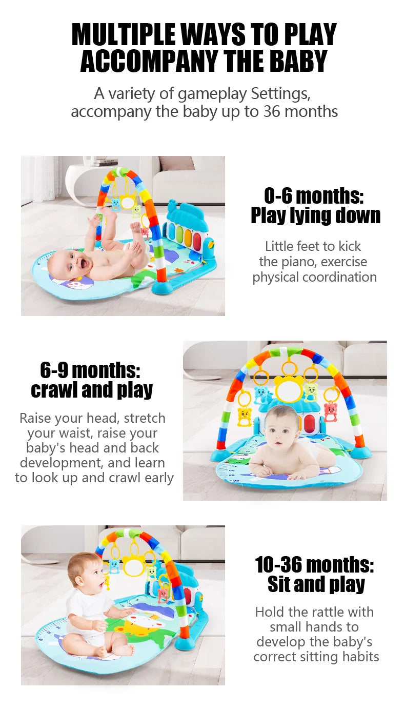 Soporte de Fitness para bebé, juego de música, juguetes de actividades de gimnasio, manta para gatear de Piano para recién nacido, almohadilla de juego de Pedal, regalos de educación temprana de 0 a 36 meses