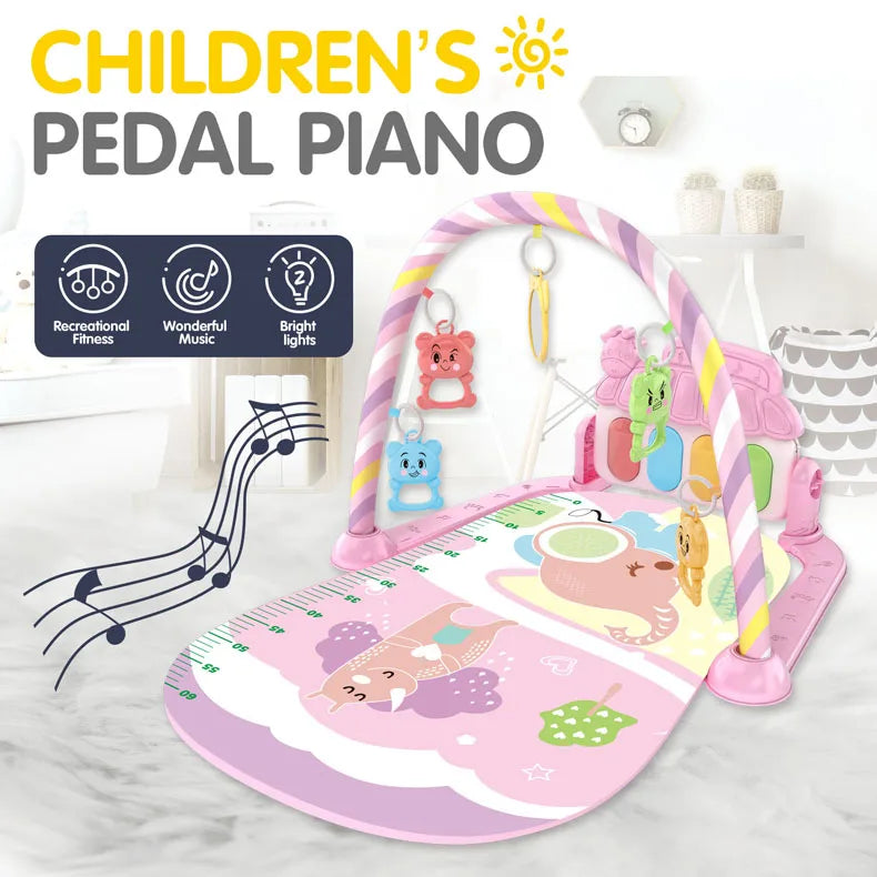 Alfombra de gimnasio para actividades musicales para bebé, alfombra para recién nacido, Pedal, teclado de Piano, estante de Fitness infantil, tapete para gatear, juguetes de regalo