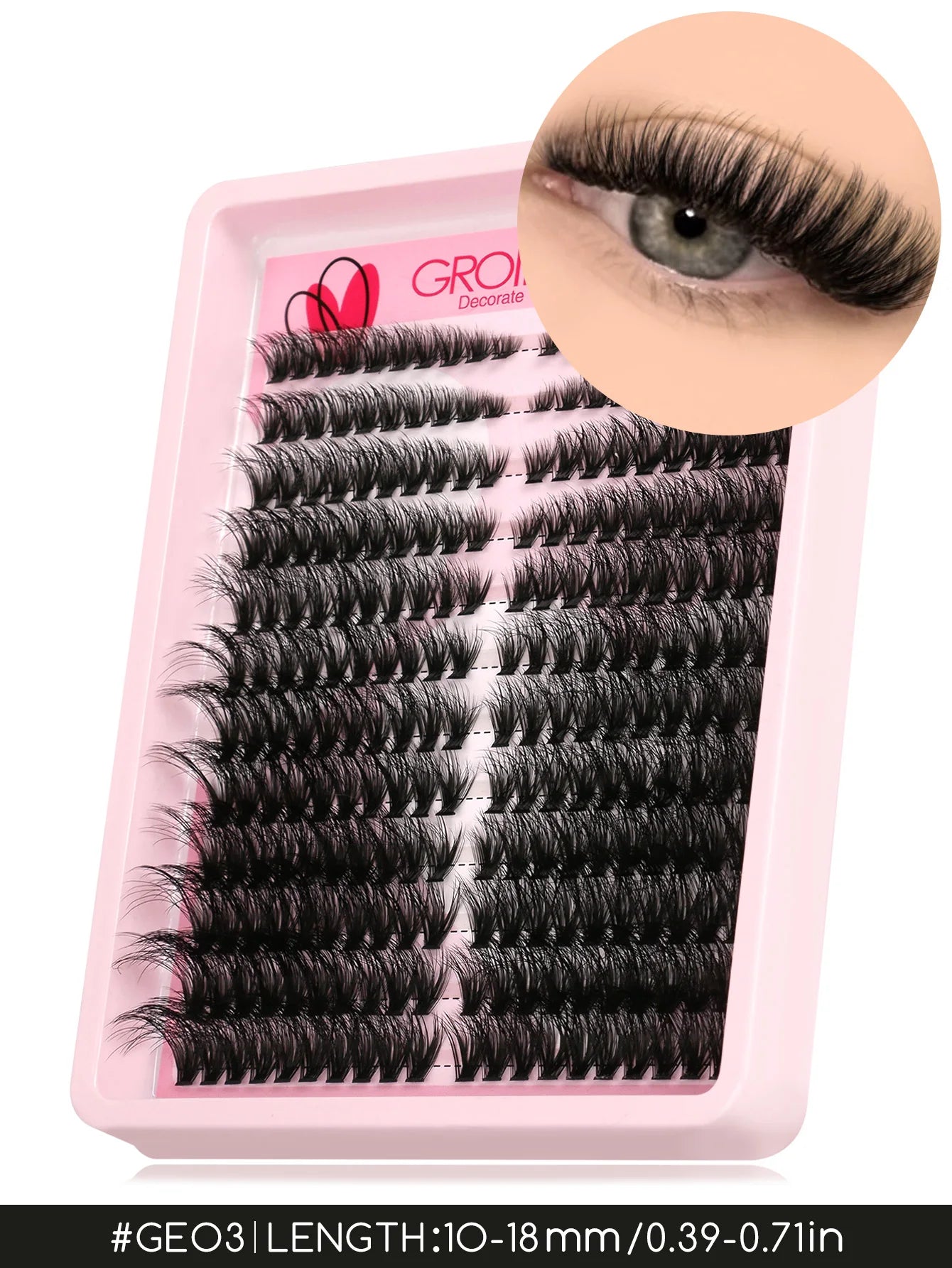 GROINNEYA grupos de pestañas pestañas de gato extensiones de pestañas individuales tenues volumen grupos esponjosos pestañas DIY maquillaje de pestañas
