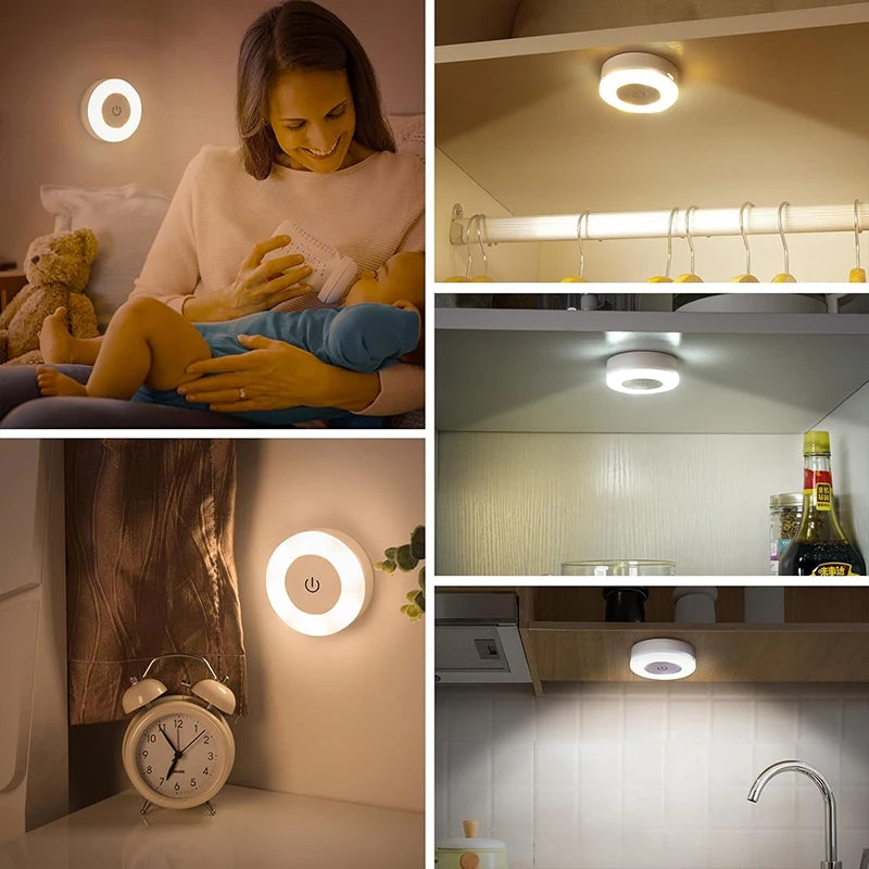 Luces LED de noche con Sensor táctil, lámpara de noche de pared regulable de 3 colores, recargable por USB, magnética, para habitación, pasillo y dormitorio, 1-6 uds.