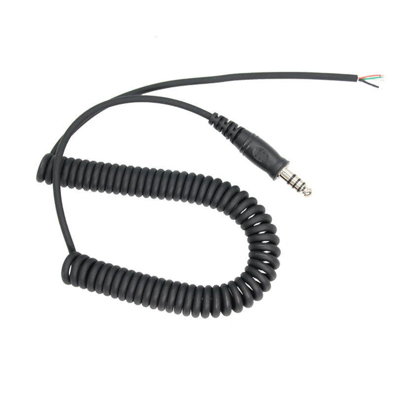 Cable adaptador de resorte de repuesto DIY para auriculares de helicóptero U174/U adaptador de auriculares Cable de Audio de resorte accesorios para auriculares
