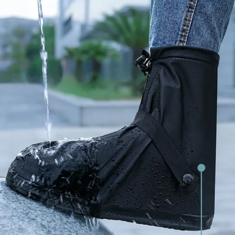 Cubrezapatos Impermeables para Lluvia, Ciclismo, Senderismo, Antideslizantes, de Cuero PU, Reutilizables, para Lluvia, Nieve, Arena Mojada