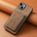 Funda de Cuero Vintage con Tarjetero Magnético Desmontable para iPhone 11 12 13 14 15 16 17 Pro Max Plus, Funda Protectora