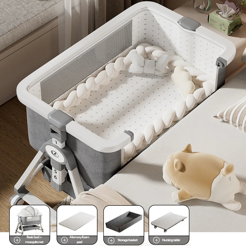Cuna Multifuncional Segura para Bebés, Plegable, con Función de Balanceo, para Colocar Junto a la Cama, Portátil, para Recién Nacidos, para una Vida Familiar Más Sencilla