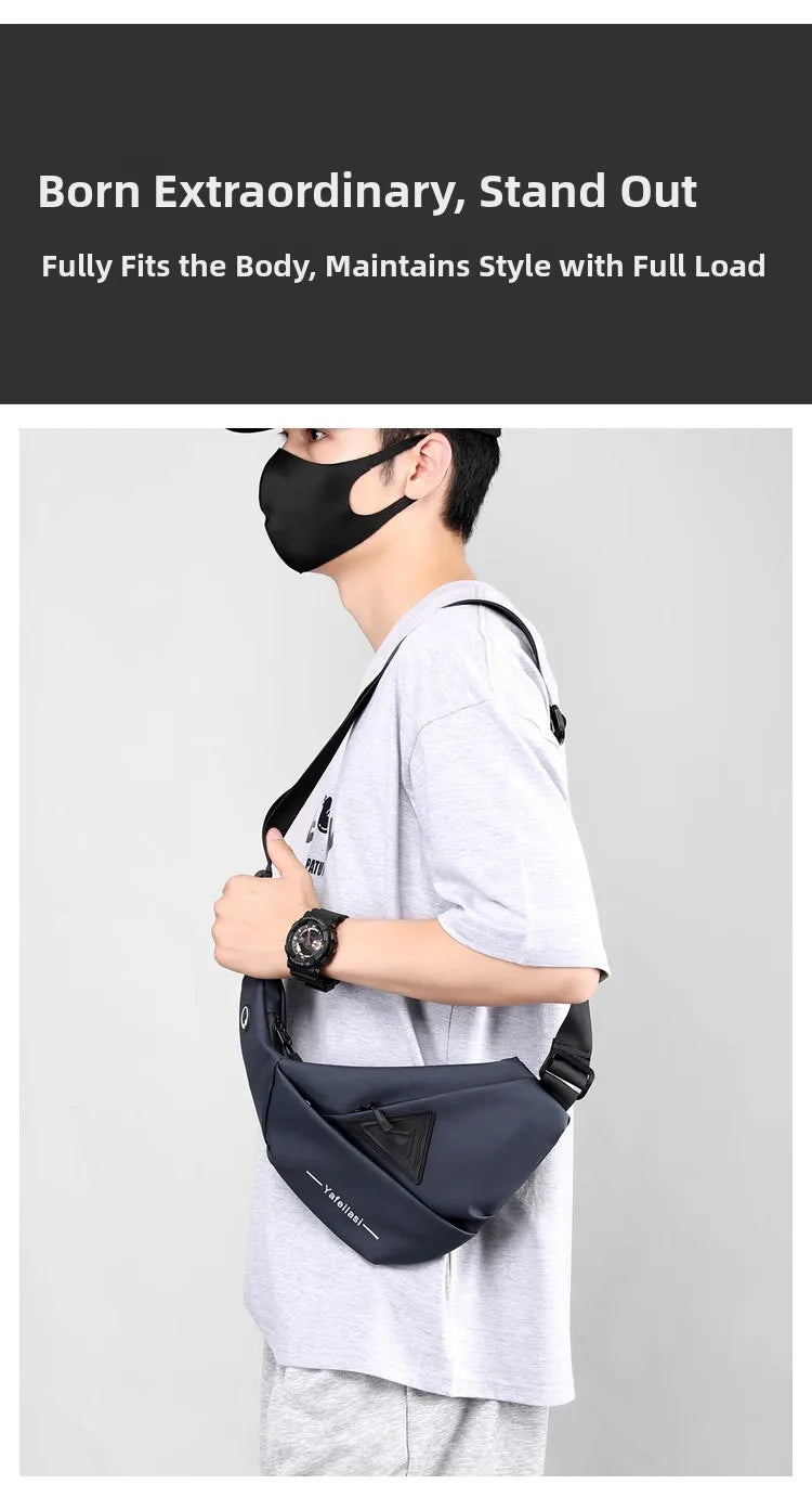 Bolso de Pecho Impermeable para Hombre, Bandolera, Mochila para Viajes Diarios, Membrana de Cuero Resistente a Salpicaduras, Ideal para Viajes Casuales
