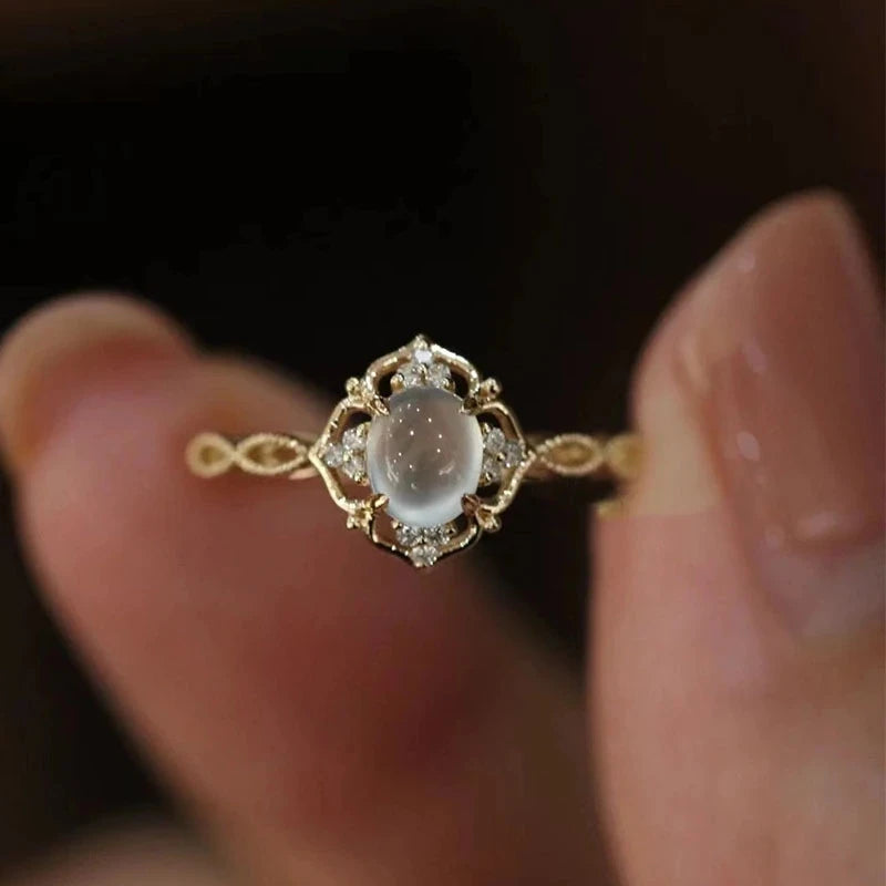 Anillo de Ópalo de Plata de Ley 925 para Mujer, Ajustable, para el Dedo Índice, Diseño Simple y Elegante, Joyería de Alta Gama, Regalo