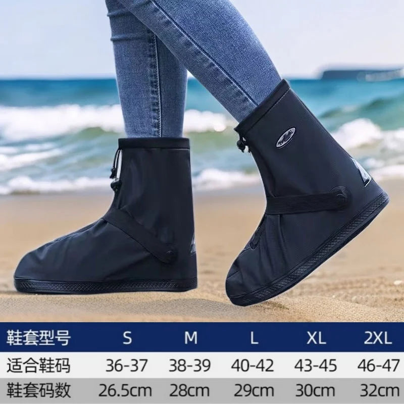 Cubrezapatos Impermeables para Lluvia, Ciclismo, Senderismo, Antideslizantes, de Cuero PU, Reutilizables, para Lluvia, Nieve, Arena Mojada
