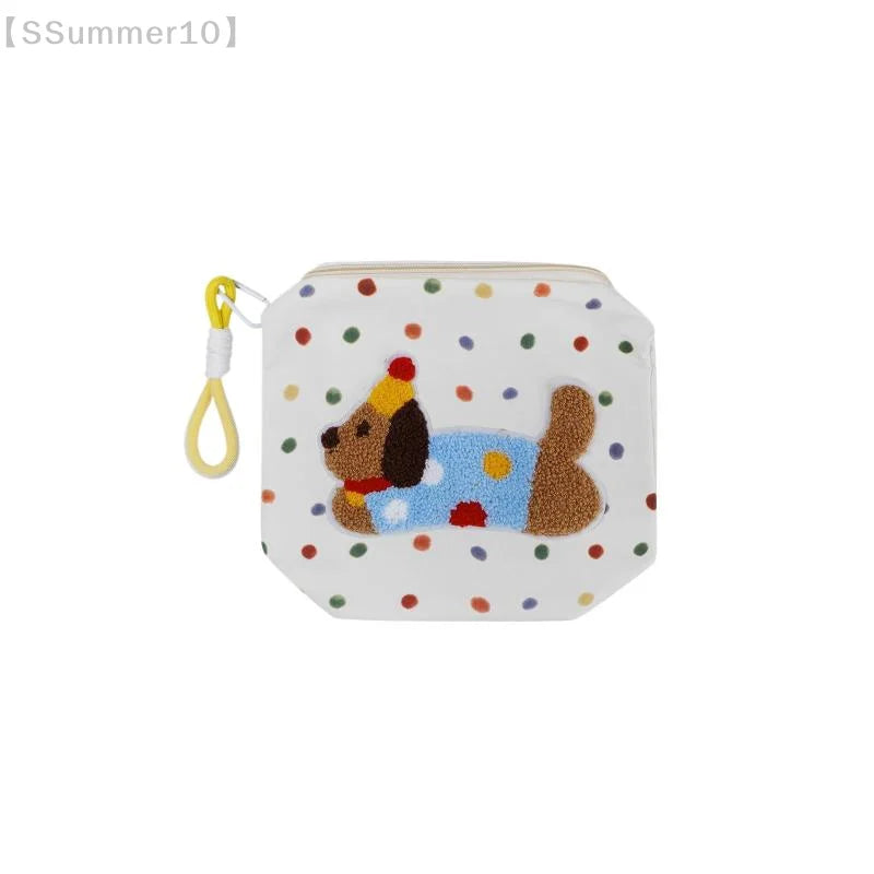 【SSummer10】Bolsa de cosméticos de gran capacidad con diseño de cachorro de dibujos animados, bolso de maquillaje portátil, almacenamiento de artículos de tocador de viaje para mujeres【SS】
