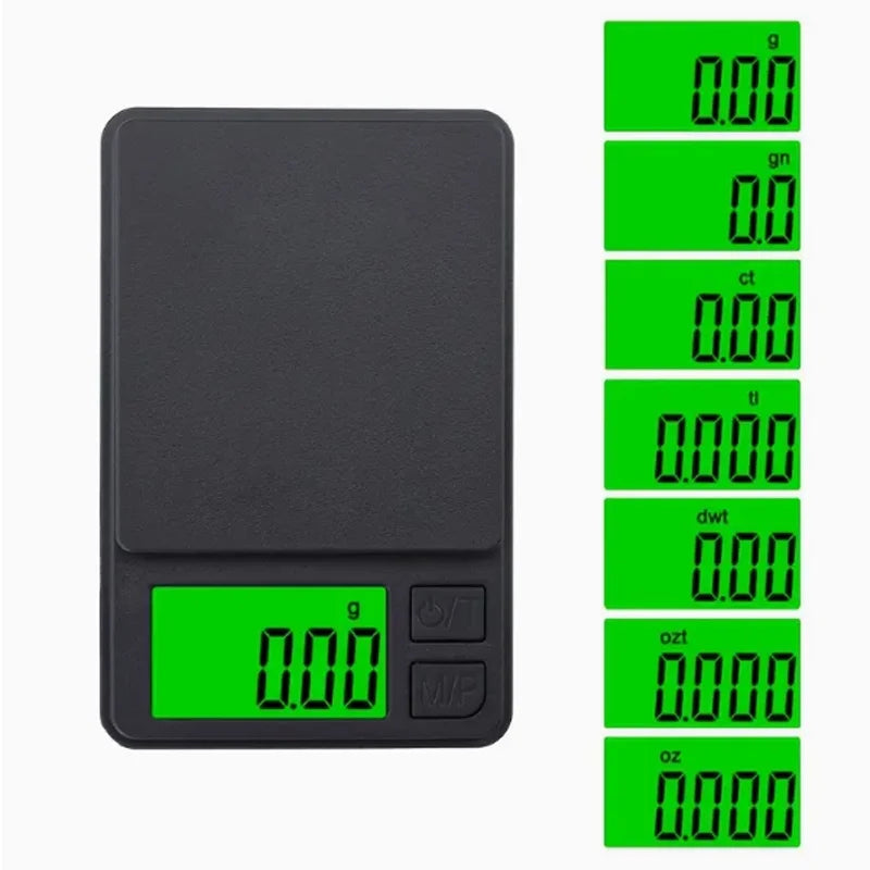 Báscula de bolsillo de precisión 1000 g x 0,01 g - Balanza digital de gramos, alimentos, joyas, onzas/granos con LCD retroiluminado - Mini báscula para viajes