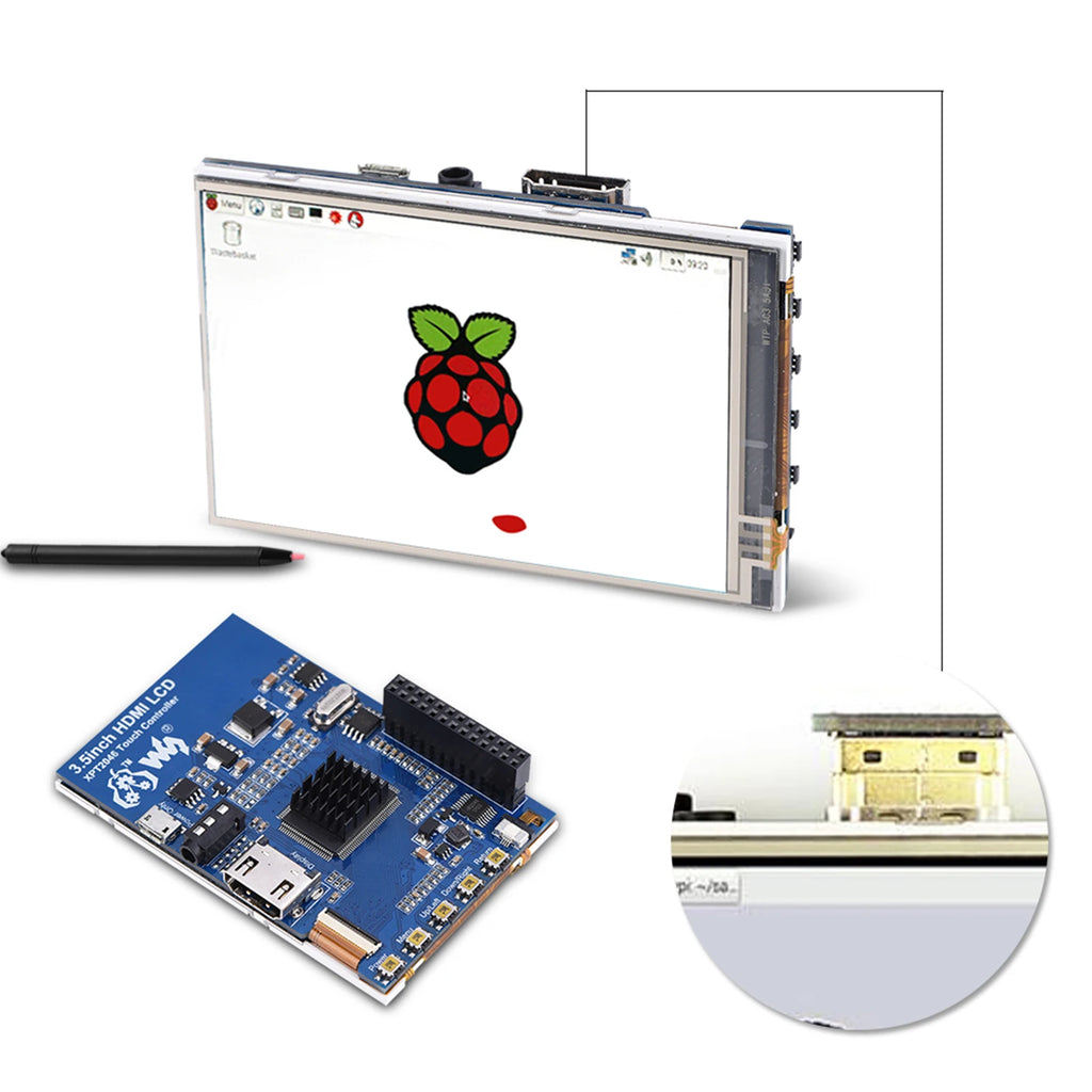 Pantalla LCD con interfaz Multimedia HD de 1080P, 60fps, 3,5 pulgadas, para caja acrílica negra RPi, pantalla LCD de 3,5 pulgadas