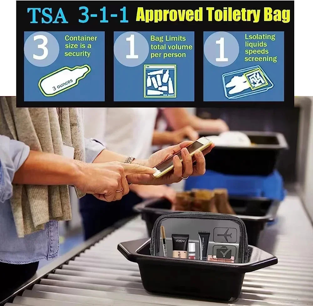 Bolsa organizadora de embalaje de viaje de PVC transparente para mujer, bolsa de viaje para cepillo de dientes, toalla, equipaje, bolsa de almacenamiento de artículos de tocador y cosméticos