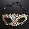 XSBODY Máscara de Halloween para mujer, disfraz de Cosplay, brillos indios, moda, cara Sexy, joyería completa, máscara Rave con diamantes de imitación de cristal, regalo