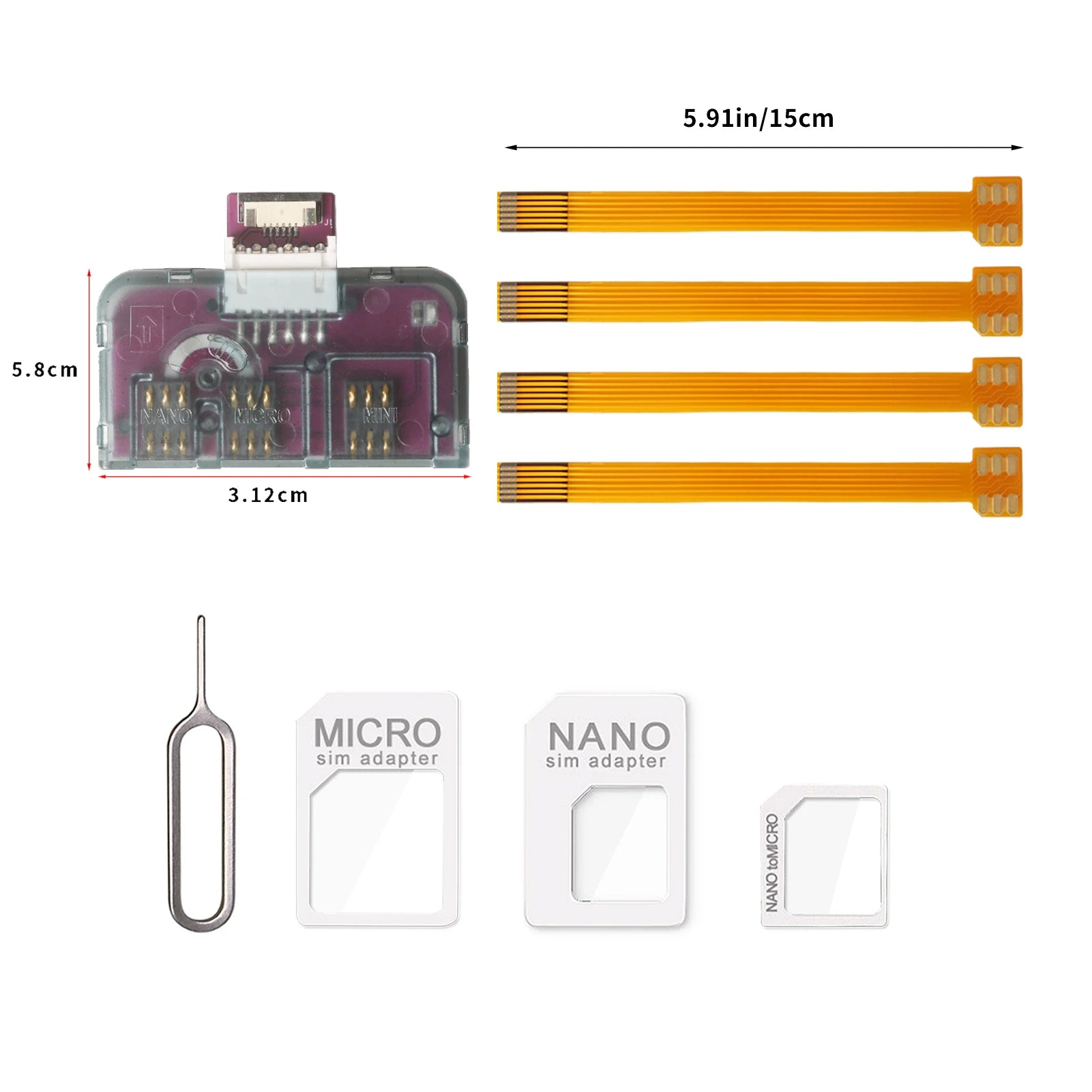 Herramienta de activación de tarjetas IC para teléfono TPC 4 en 1, adaptador de extensión de tarjeta universal, convertidor de tarjeta Micro SIM para iPhone y Android.
