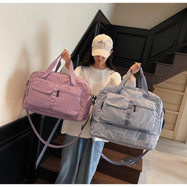 Bolsas de viaje Oxford con cremallera a la moda, bolsos sencillos de gran capacidad para mujer, gran oferta 20220, bolsas de viaje portátiles con hilo de coser