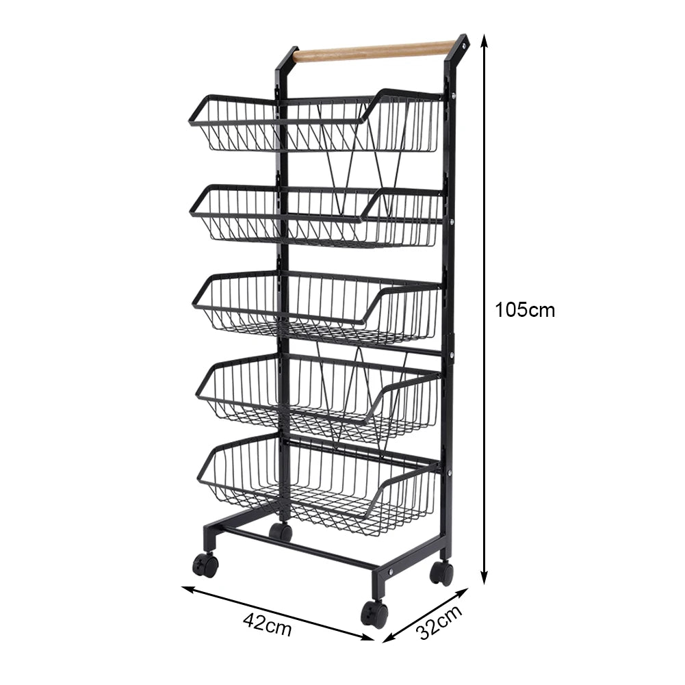5-Tier Kitchen Trolley, 42cm W x 32cm D x 105cm H