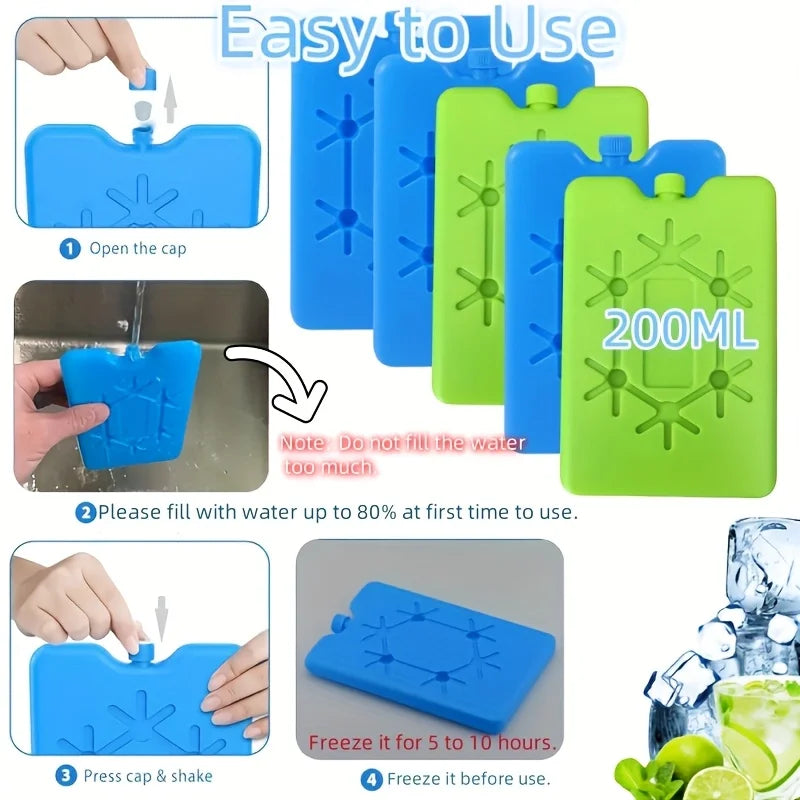 Paquete de hielo portátil reutilizable, paquete de enfriamiento para congelador, caja de llenado de agua de enfriamiento de larga duración PARA refrigeración y almacenamiento de alimentos frescos
