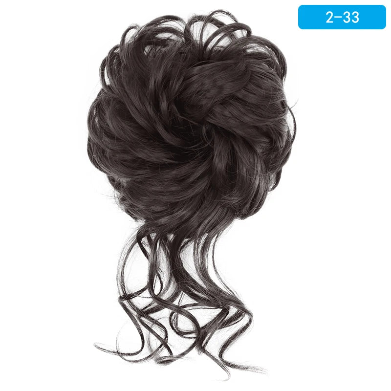 AZQUEEN-extensión de cabello de moño desordenado, banda elástica sintética, moño ondulado rizado, Scrunchies Donut Updo, postizo para mujer