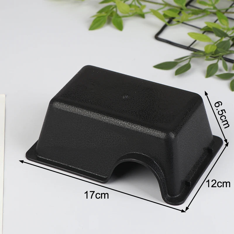 HUAHUACozy Hide Box para Reptiles; Cueva ventilada para geckos, serpientes, arañas, lagartos y insectos; Negro.HUAHUA