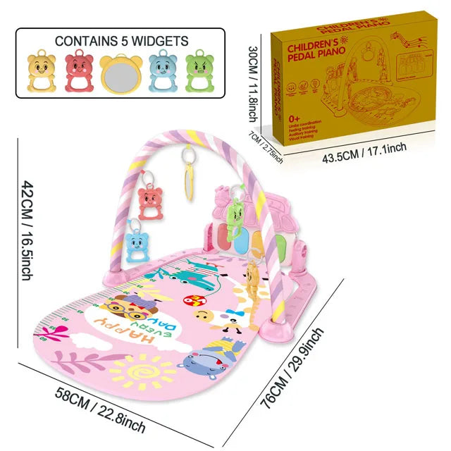 Alfombra de gimnasio para actividades musicales para bebé, alfombra para recién nacido, Pedal, teclado de Piano, estante de Fitness infantil, tapete para gatear, juguetes de regalo