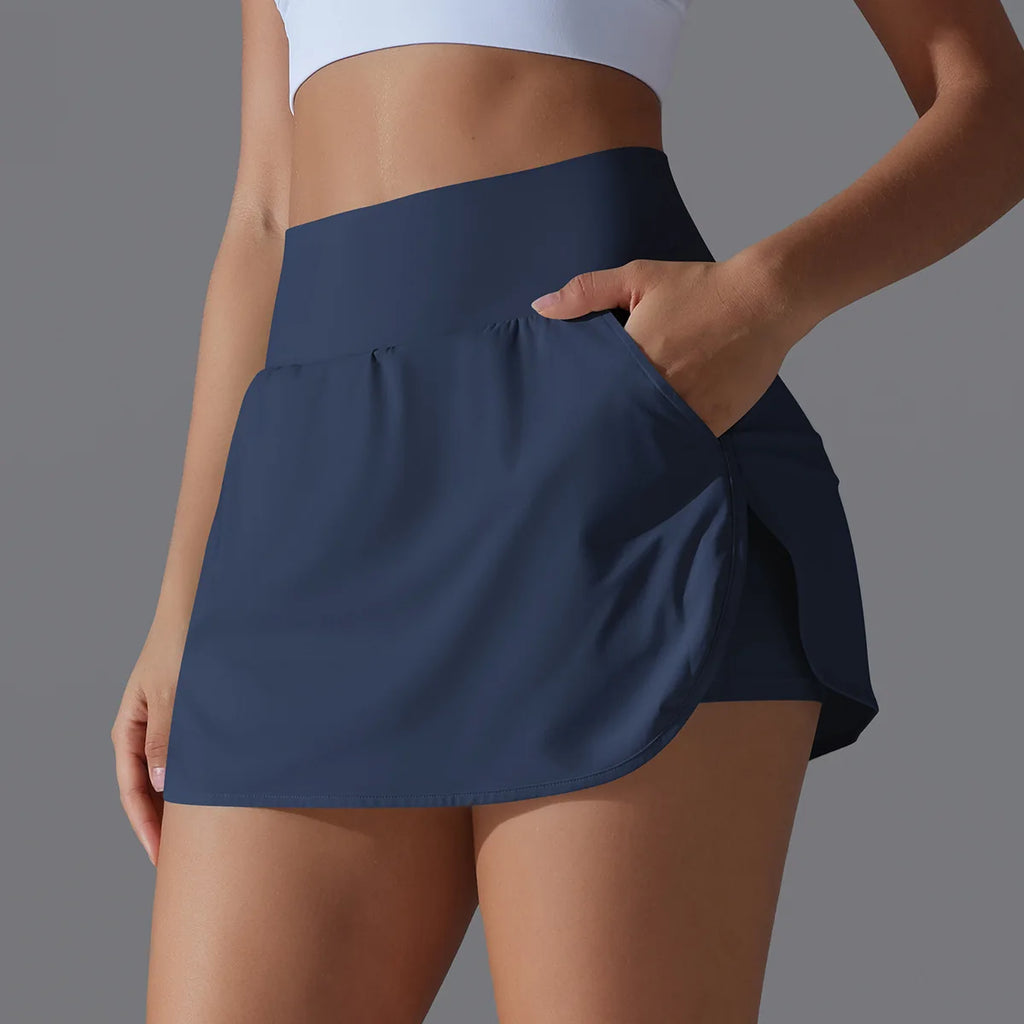 Falda Deportiva de Yoga para Mujer 2 en 1, Falda de Tenis y Bádminton con Pantalones Cortos, Cintura Alta, Transpirable, Falda Deportiva para Fitness, Golf y Atletismo
