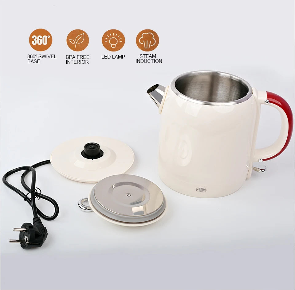 Hervidor eléctrico antiescaldaduras de 1,0 L, hervidor eléctrico sin costuras, hervidor de ebullición rápida para el hogar de acero inoxidable 304 para elaboración de café